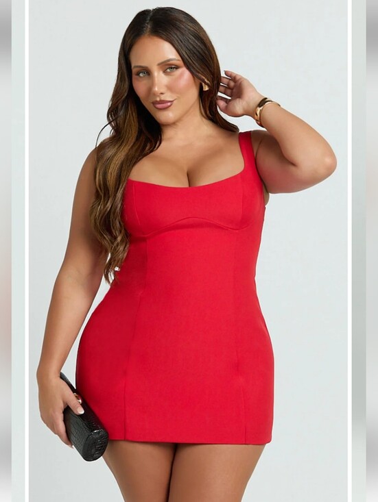 Showpo. Dresses & Skirts - Showpo Aretha Mini Dress Corset Panel Dress Red Size 12 New